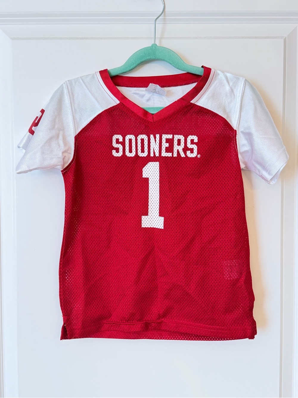 Rivalry Threads Red & White 'Sooners' Kids Football Jersey